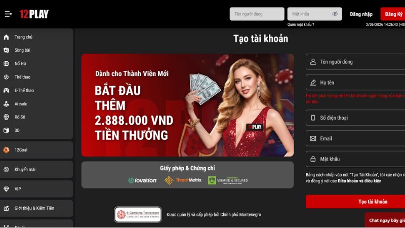 Hướng dẫn nạp/rút tiền tại 12PLAY nhanh chóng, an toàn