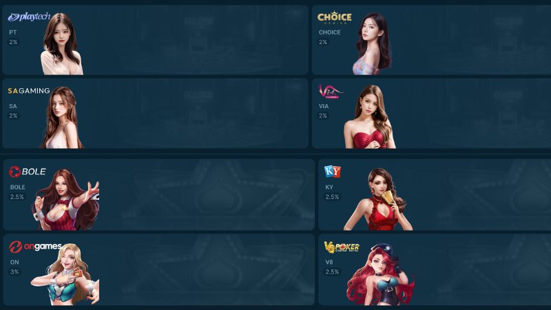 Sảnh casino trực tuyến và game bài phong phú