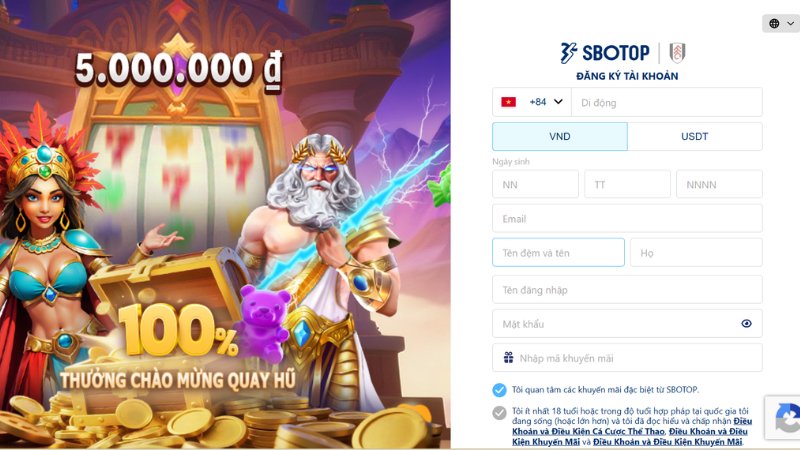 Hướng dẫn đăng ký tài khoản SBOTOP nhanh chóng