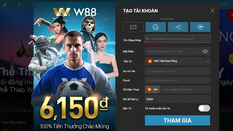 Hướng dẫn tham gia W88 đơn giản nhất